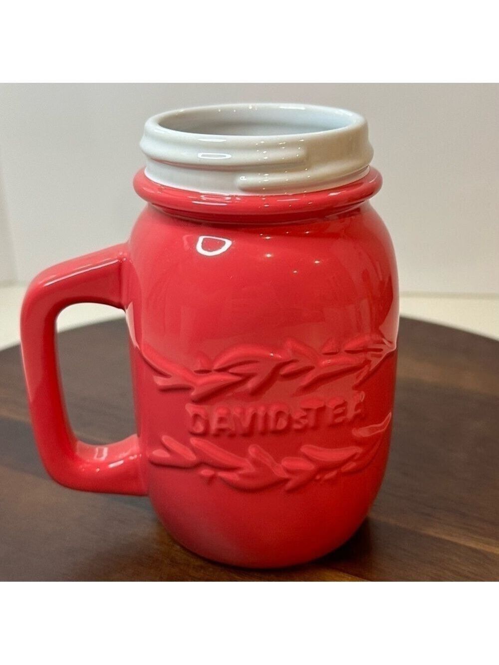 DAVIDsTEA Coral Mason Jar Style Ceramic Mug
